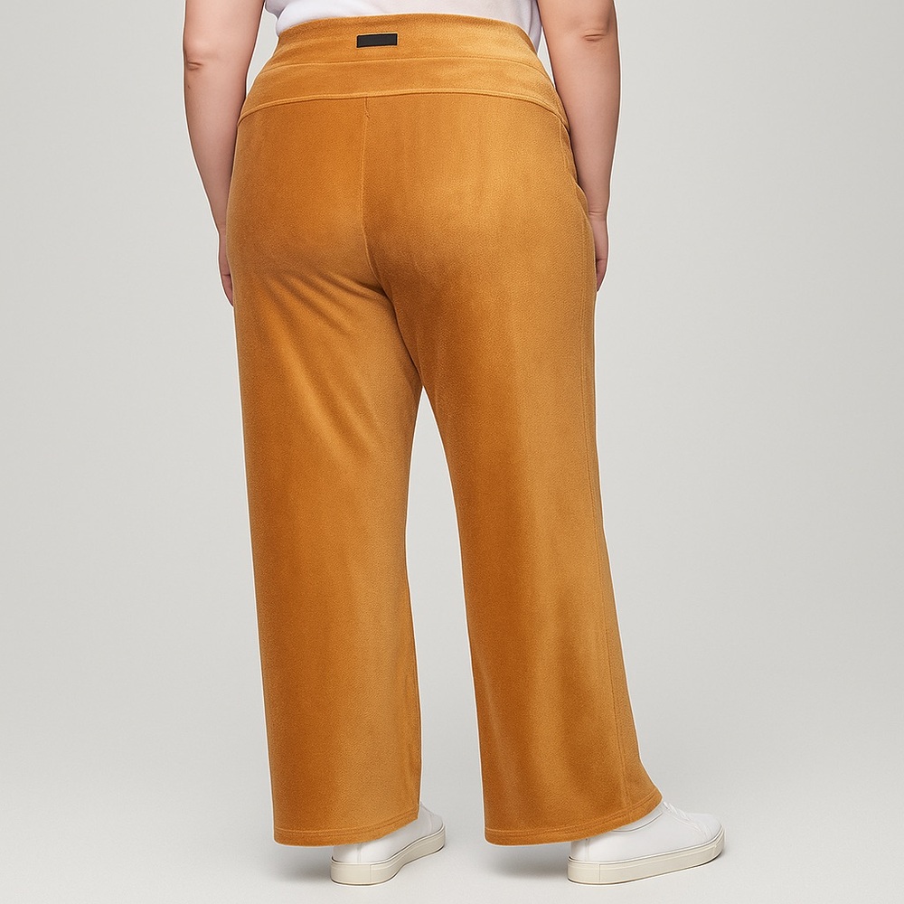 🆕 Calvin Klein Velour Wide Leg Lounge Pants Camel Soft Stretch Size 2XL, 3XL - Picture 3 of 16
